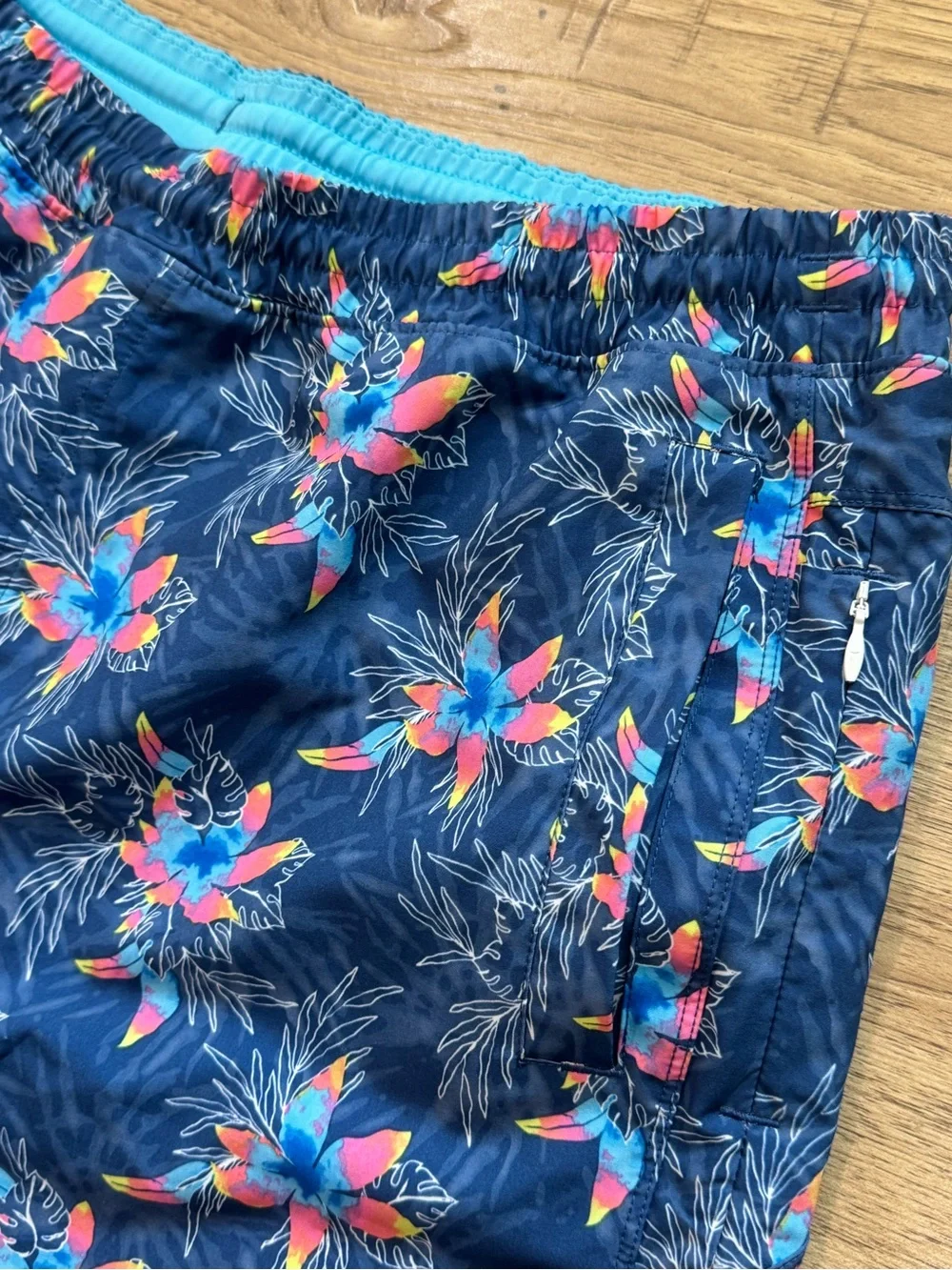 Birddogs Navy Floral Swim Shorts with Pink & Turquoise Accents